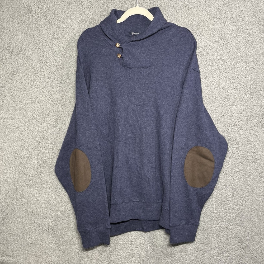 Daniel Cremieux Sweater XXL Blue Cotton Modal Shawl Neck Patch Elbow